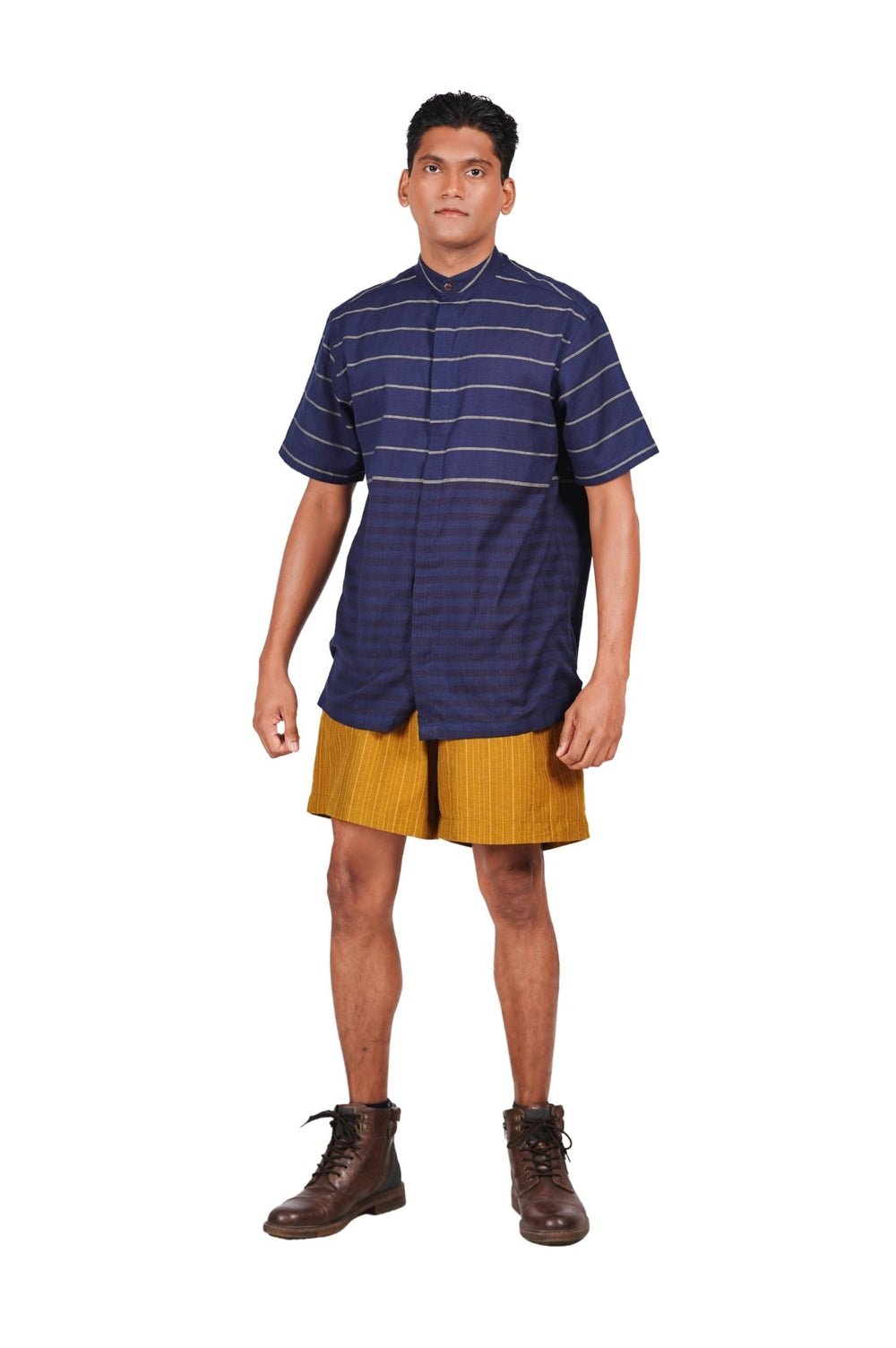 Navy Striped Cotton Shirt