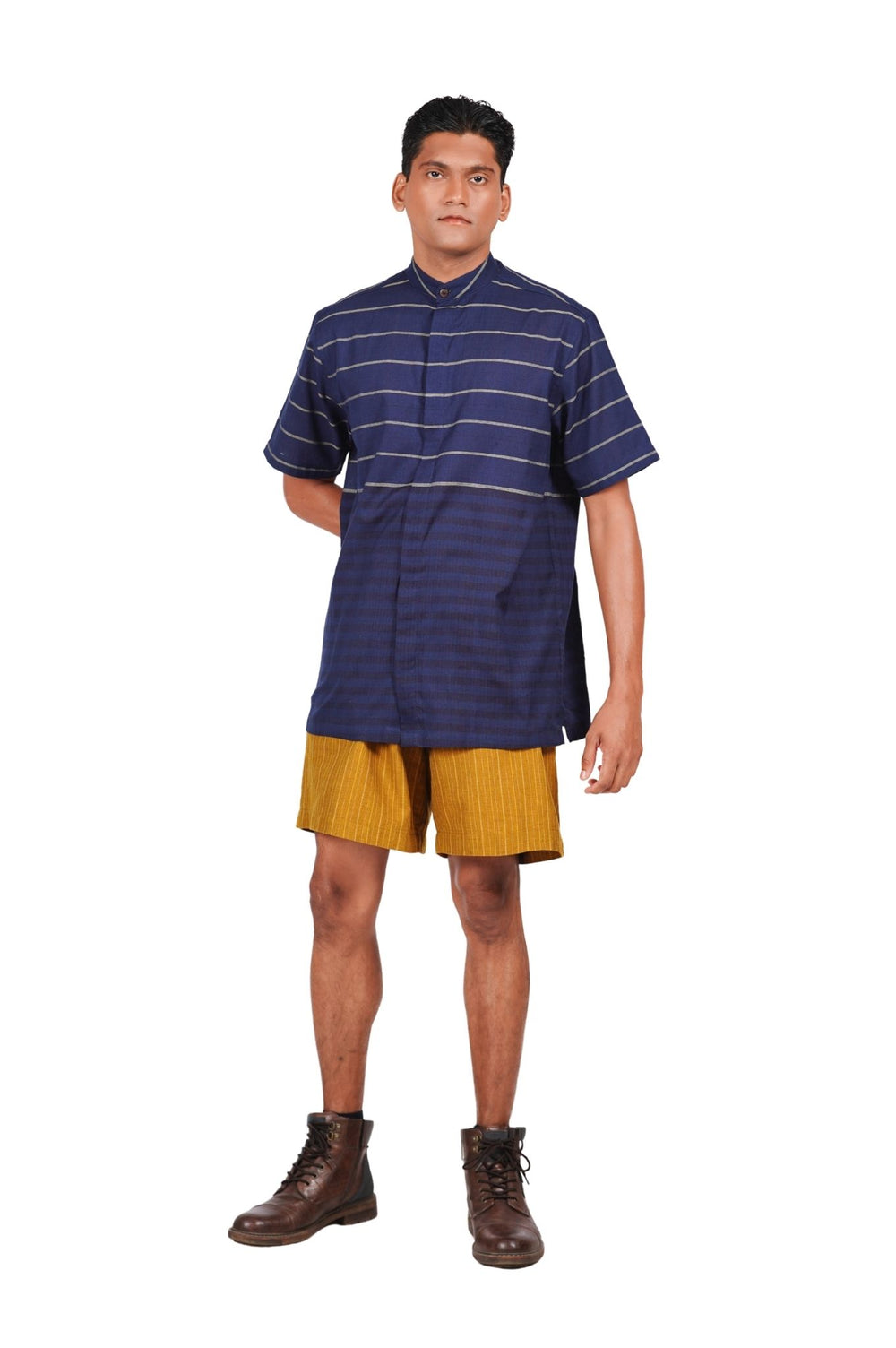 Navy Striped Cotton Shirt