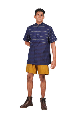 Navy Striped Cotton Shirt